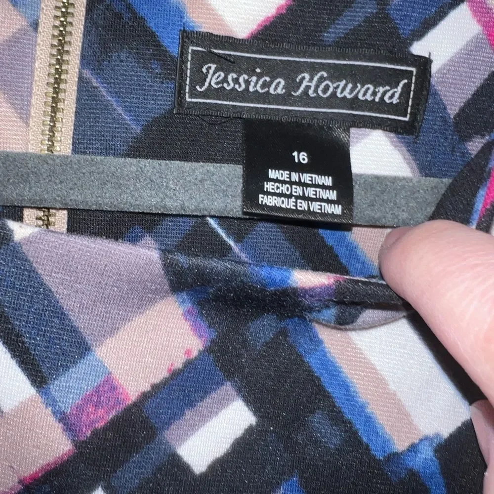 Jessica Howard sz 16 Geometric, A-line Fit and Flare Dress